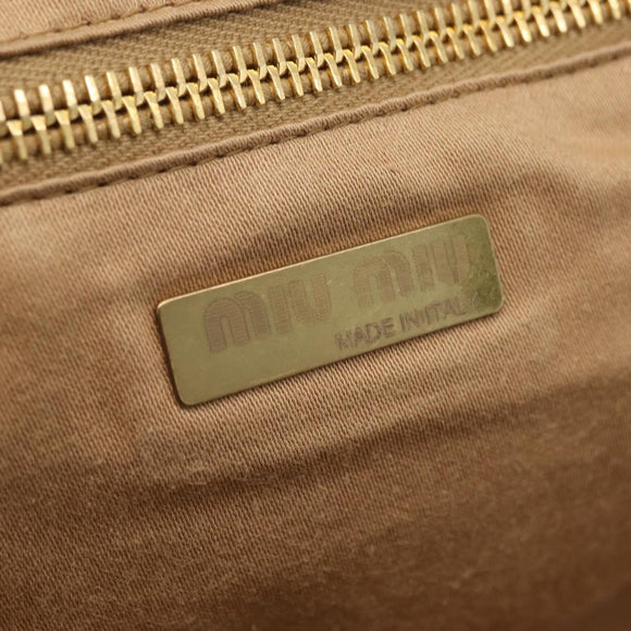 Miu Miu Bamboo Hand Bag Cotton 2way Beige Gold Auth yk20980V