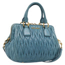 Miu Miu Matelasse Hand Bag Leather 2way Blue Gold Auth yk20981V-1