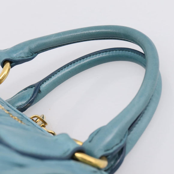 Miu Miu Matelasse Hand Bag Leather 2way Blue Gold Auth yk20981V