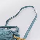 Miu Miu Matelasse Hand Bag Leather 2way Blue Gold Auth yk20981V-16
