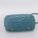 Miu Miu Matelasse Hand Bag Leather 2way Blue Gold Auth yk20981V-7