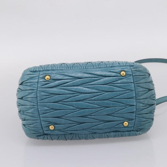 Miu Miu Matelasse Hand Bag Leather 2way Blue Gold Auth yk20981V
