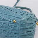 Miu Miu Matelasse Hand Bag Leather 2way Blue Gold Auth yk20981V-17