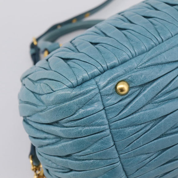 Miu Miu Matelasse Hand Bag Leather 2way Blue Gold Auth yk20981V