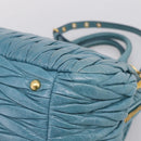 Miu Miu Matelasse Hand Bag Leather 2way Blue Gold Auth yk20981V-19