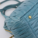 Miu Miu Matelasse Hand Bag Leather 2way Blue Gold Auth yk20981V-20