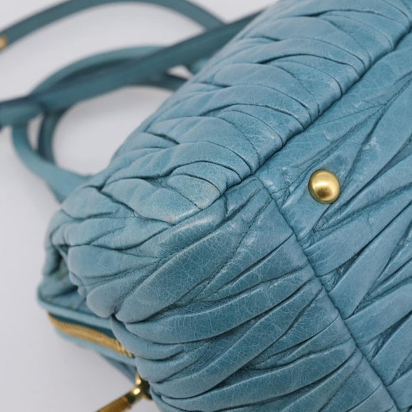 Miu Miu Matelasse Hand Bag Leather 2way Blue Gold Auth yk20981V