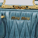 Miu Miu Matelasse Hand Bag Leather 2way Blue Gold Auth yk20981V-21