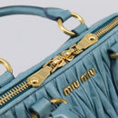 Miu Miu Matelasse Hand Bag Leather 2way Blue Gold Auth yk20981V-22
