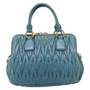 Miu Miu Matelasse Hand Bag Leather 2way Blue Gold Auth yk20981V-13
