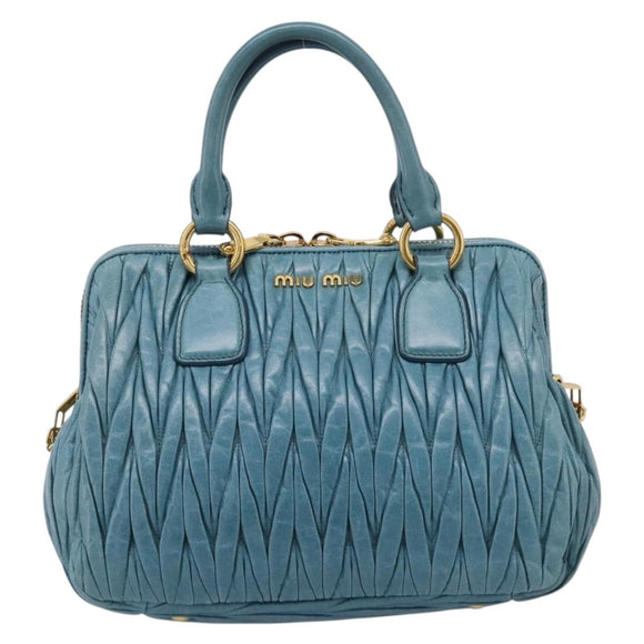 Miu Miu Matelasse Hand Bag Leather 2way Blue Gold Auth yk20981V