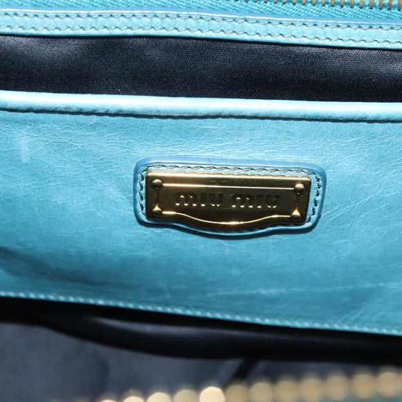 Miu Miu Matelasse Hand Bag Leather 2way Blue Gold Auth yk20981V