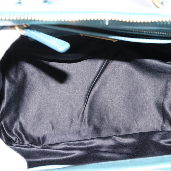 Miu Miu Matelasse Hand Bag Leather 2way Blue Gold Auth yk20981V