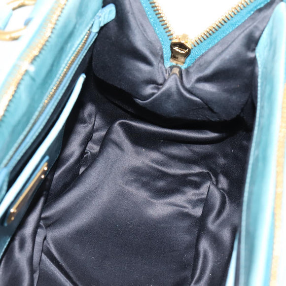Miu Miu Matelasse Hand Bag Leather 2way Blue Gold Auth yk20981V