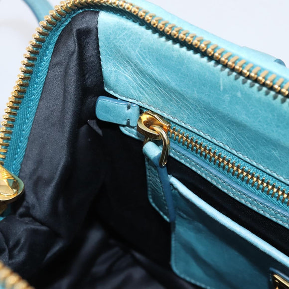Miu Miu Matelasse Hand Bag Leather 2way Blue Gold Auth yk20981V