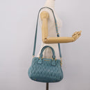 Miu Miu Matelasse Hand Bag Leather 2way Blue Gold Auth yk20981V-28