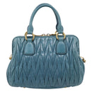 Miu Miu Matelasse Hand Bag Leather 2way Blue Gold Auth yk20981V-2