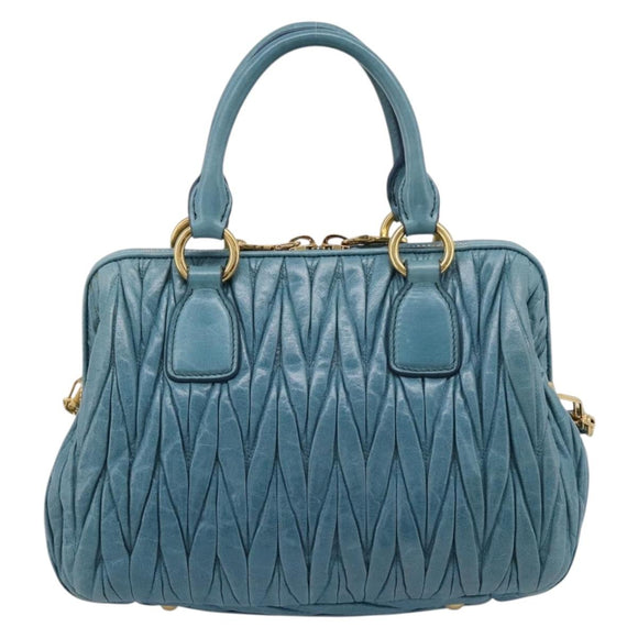 Miu Miu Matelasse Hand Bag Leather 2way Blue Gold Auth yk20981V