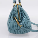 Miu Miu Matelasse Hand Bag Leather 2way Blue Gold Auth yk20981V-3