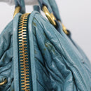 Miu Miu Matelasse Hand Bag Leather 2way Blue Gold Auth yk20981V-5