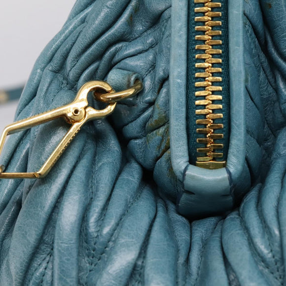 Miu Miu Matelasse Hand Bag Leather 2way Blue Gold Auth yk20981V