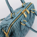 Miu Miu Matelasse Hand Bag Leather 2way Blue Gold Auth yk20981V-14