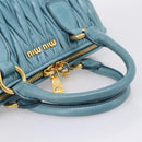 Miu Miu Matelasse Hand Bag Leather 2way Blue Gold Auth yk20981V-8