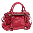 Miu Miu Hand Bag Leather 2way Red Silver Auth yk20982SAM-1