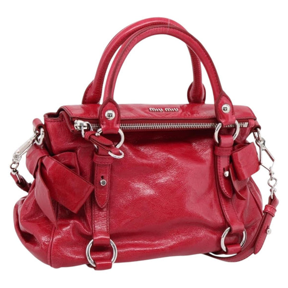 Miu Miu Hand Bag Leather 2way Red Silver Auth yk20982SAM