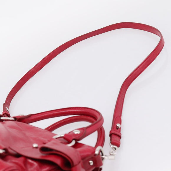 Miu Miu Hand Bag Leather 2way Red Silver Auth yk20982SAM