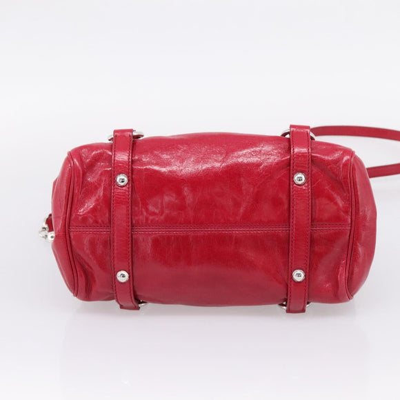 Miu Miu Hand Bag Leather 2way Red Silver Auth yk20982SAM