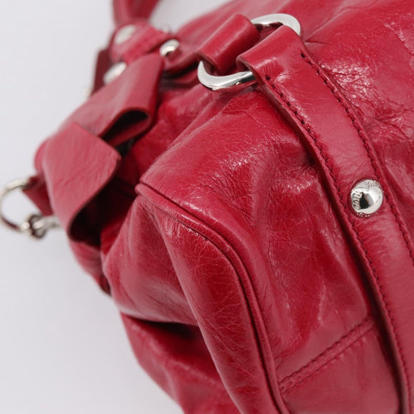 Miu Miu Hand Bag Leather 2way Red Silver Auth yk20982SAM