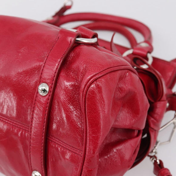Miu Miu Hand Bag Leather 2way Red Silver Auth yk20982SAM