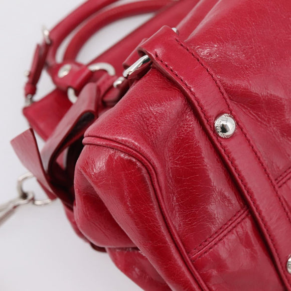 Miu Miu Hand Bag Leather 2way Red Silver Auth yk20982SAM