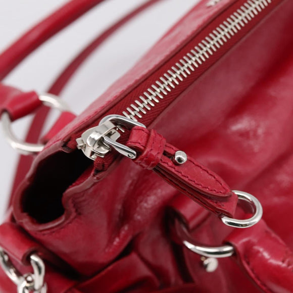 Miu Miu Hand Bag Leather 2way Red Silver Auth yk20982SAM