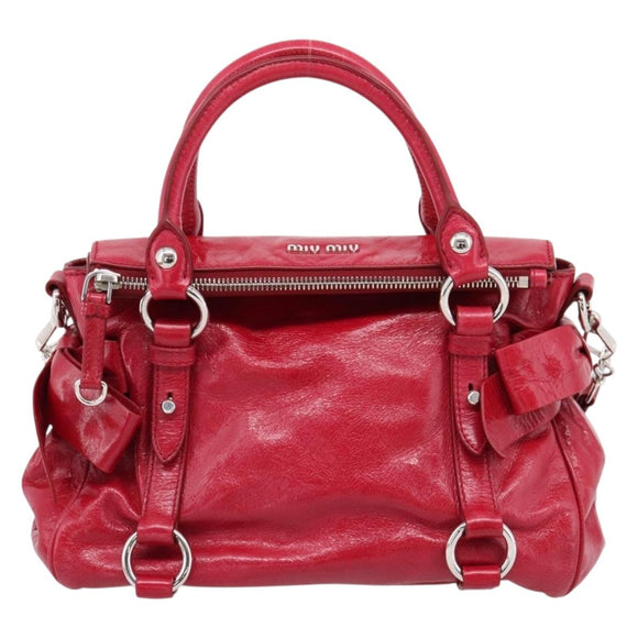 Miu Miu Hand Bag Leather 2way Red Silver Auth yk20982SAM