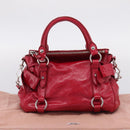 Miu Miu Hand Bag Leather 2way Red Silver Auth yk20982SAM-12