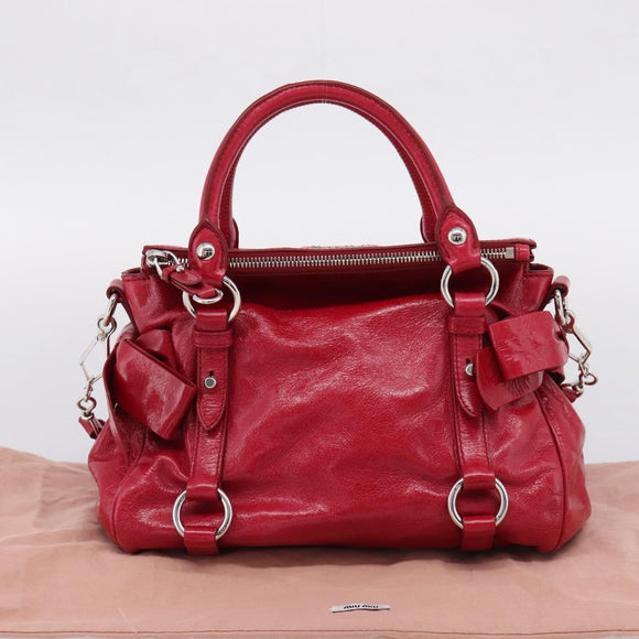 Miu Miu Hand Bag Leather 2way Red Silver Auth yk20982SAM
