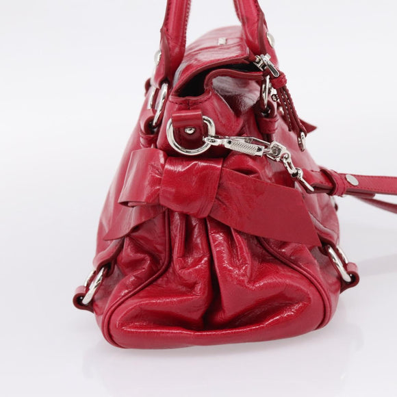 Miu Miu Hand Bag Leather 2way Red Silver Auth yk20982SAM