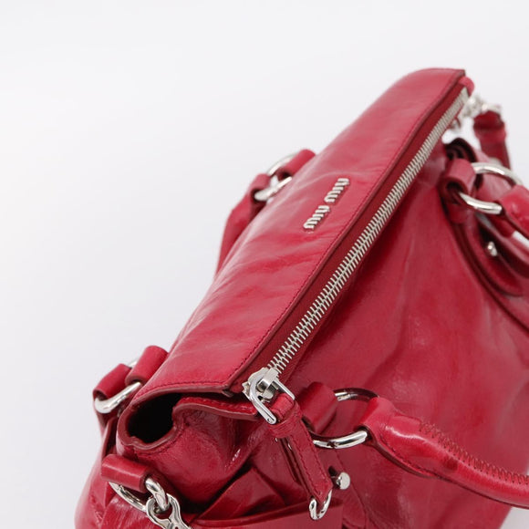 Miu Miu Hand Bag Leather 2way Red Silver Auth yk20982SAM
