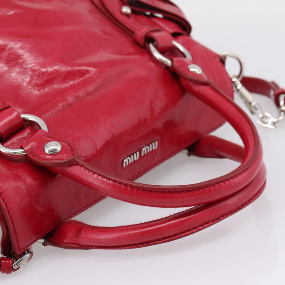 Miu Miu Hand Bag Leather 2way Red Silver Auth yk20982SAM