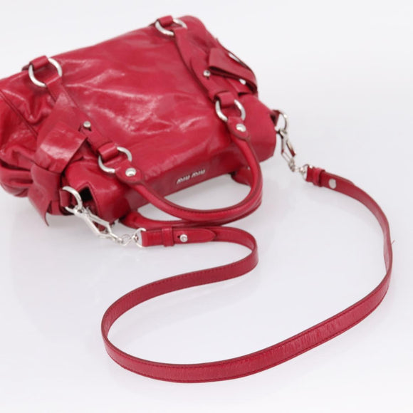 Miu Miu Hand Bag Leather 2way Red Silver Auth yk20982SAM