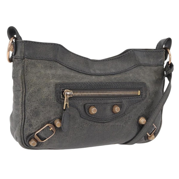 Balenciaga Giant hip Shoulder Bag Leather Gray Gold 237203 Auth yk20983A