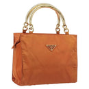 PRADA Hand Bag Nylon Orange Gold Auth yk20984A-1
