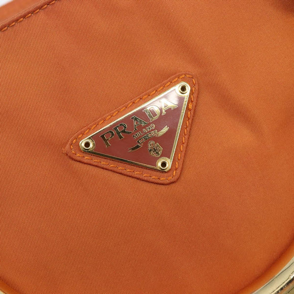 PRADA Hand Bag Nylon Orange Gold Auth yk20984A
