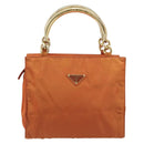 PRADA Hand Bag Nylon Orange Gold Auth yk20984A-13