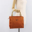 PRADA Hand Bag Nylon Orange Gold Auth yk20984A-26
