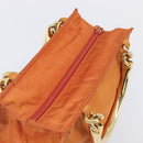 PRADA Hand Bag Nylon Orange Gold Auth yk20984A-6