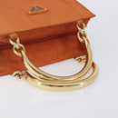PRADA Hand Bag Nylon Orange Gold Auth yk20984A-7