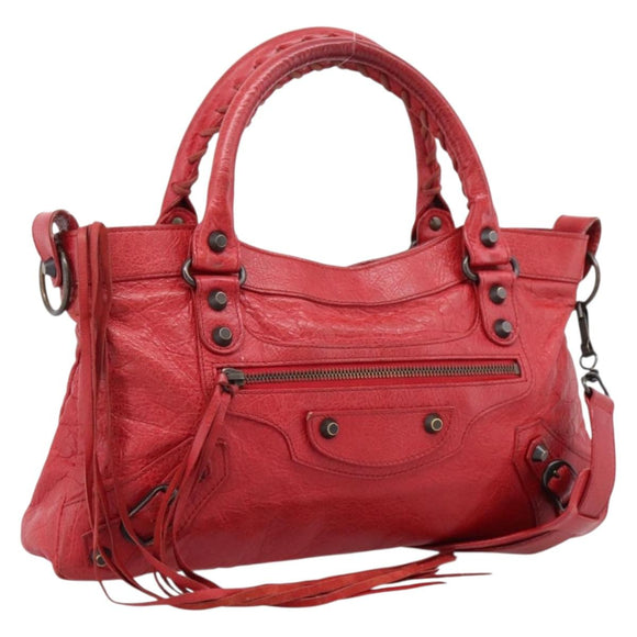 Balenciaga The First Hand Bag Leather 2way Red 103208 Auth yk20986M